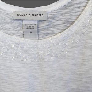 Nomadic Trader tank white, sequin neckline